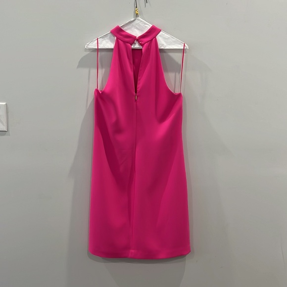 Trina Turk NWT Bright Pink Wanderlust Crepe Halter Cocktail Dress - Picture 3 of 4